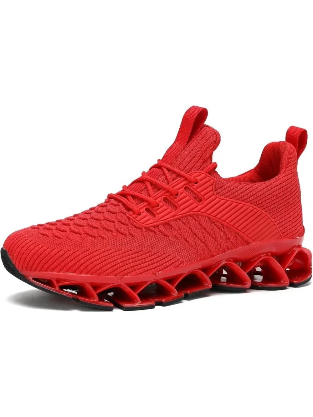 Men's Red Comfort Non Slip Blade Tennis Athletic Trainer Slip on Sneaker Shoes